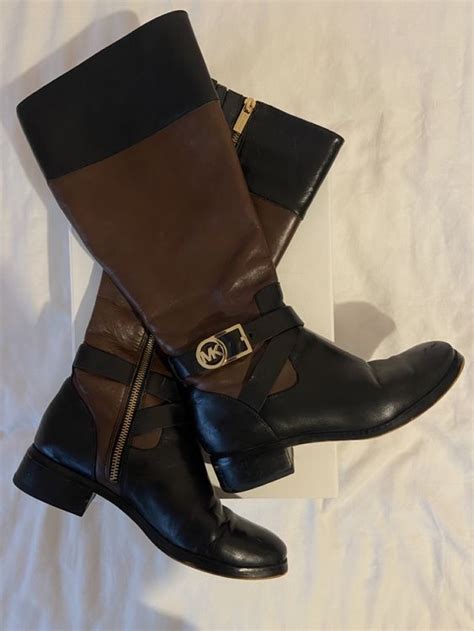 bottes michael kors en cuir noir et brun|bottes femme michael kors.